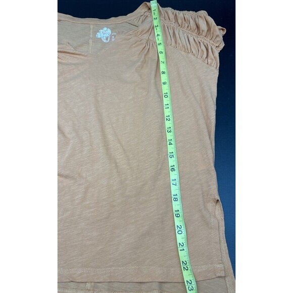 Anthropologie Pilcro Creamy ORANGE Smocked Cotton Tee Muscle T Shirt Sz XS - Picture 10 of 11